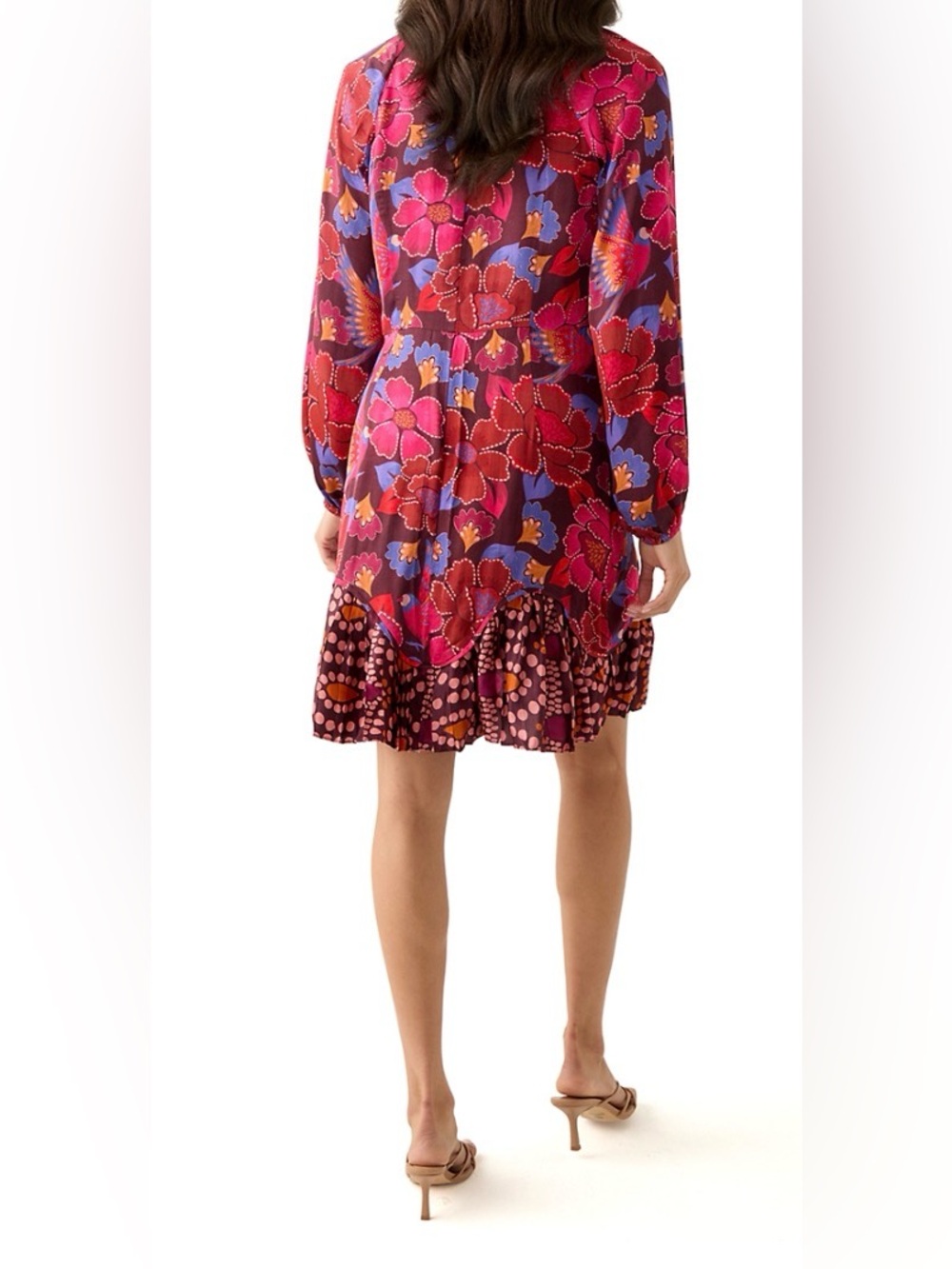 PHILOSOPHY By REPUBLIC Long Sleeve Ruffle Hem Floral Midi Dress. - Picture 2 of 6